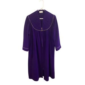 Vintage Vanity Fair Womens House Coat Size Large LP Robe Purple 70s Retro PJs